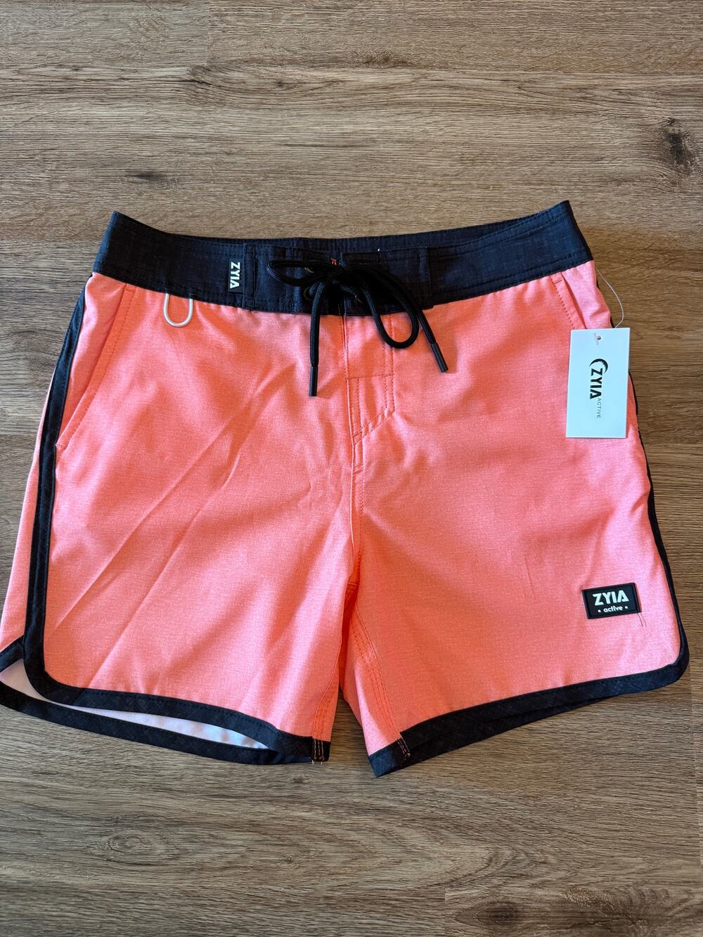 Zyia Active Boys Bright Coral Board Shorts Swim Trunks Size 12-14